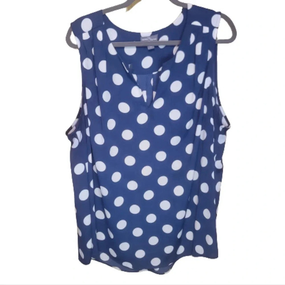 Market & Spruce Navy/White polka dot blouse - Picture 1 of 6